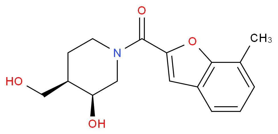 (3S*,4R*)-4-(hydroxymethyl)-1-[(7-methyl-1-benzofuran-2-yl)carbonyl]-3-piperidinol_分子结构_CAS_)