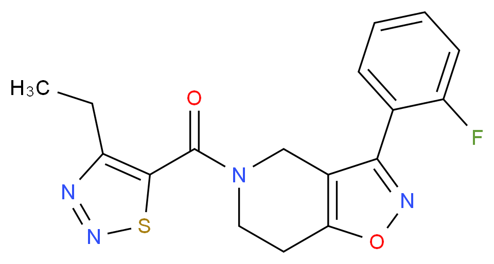 5-[(4-ethyl-1,2,3-thiadiazol-5-yl)carbonyl]-3-(2-fluorophenyl)-4,5,6,7-tetrahydroisoxazolo[4,5-c]pyridine_分子结构_CAS_)