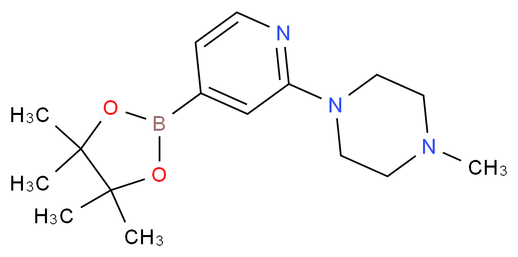 1-methyl-4-[4-(tetramethyl-1,3,2-dioxaborolan-2-yl)pyridin-2-yl]piperazine_分子结构_CAS_832114-09-7