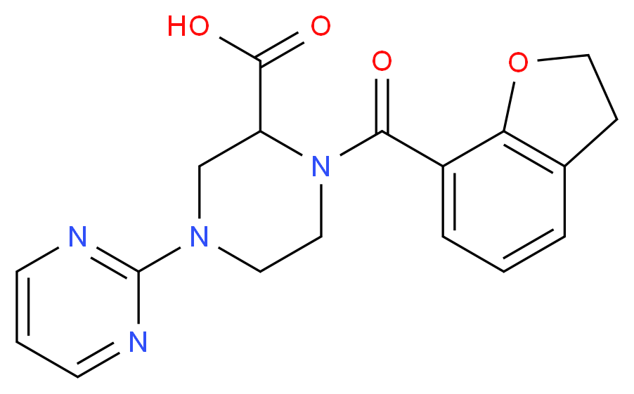 1-(2,3-dihydro-1-benzofuran-7-ylcarbonyl)-4-pyrimidin-2-ylpiperazine-2-carboxylic acid_分子结构_CAS_)