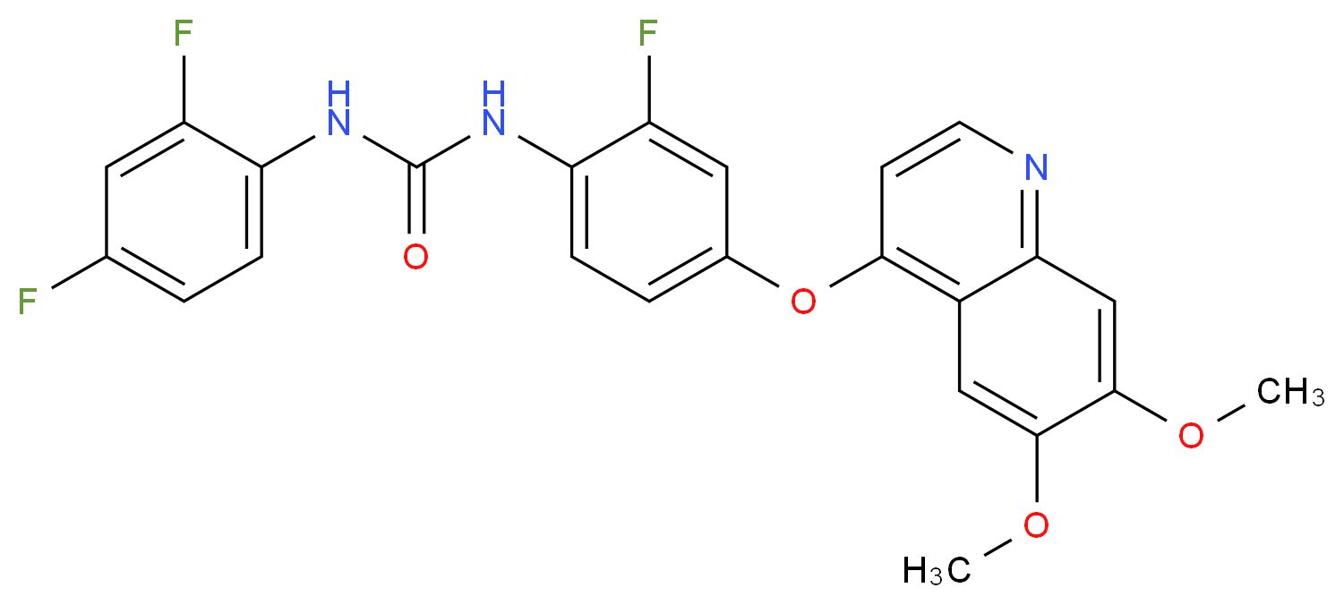 1-(2,4-difluorophenyl)-3-{4-[(6,7-dimethoxyquinolin-4-yl)oxy]-2-fluorophenyl}urea_分子结构_CAS_228559-41-9(anhydrous)