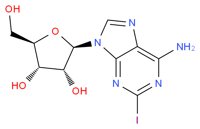 (2R,3R,4S,5R)-2-(6-amino-2-iodo-9H-purin-9-yl)-5-(hydroxymethyl)oxolane-3,4-diol_分子结构_CAS_35109-88-7