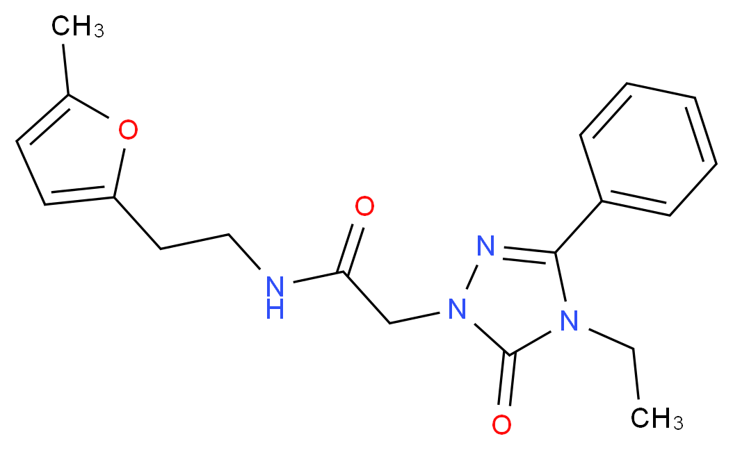 2-(4-ethyl-5-oxo-3-phenyl-4,5-dihydro-1H-1,2,4-triazol-1-yl)-N-[2-(5-methyl-2-furyl)ethyl]acetamide_分子结构_CAS_)