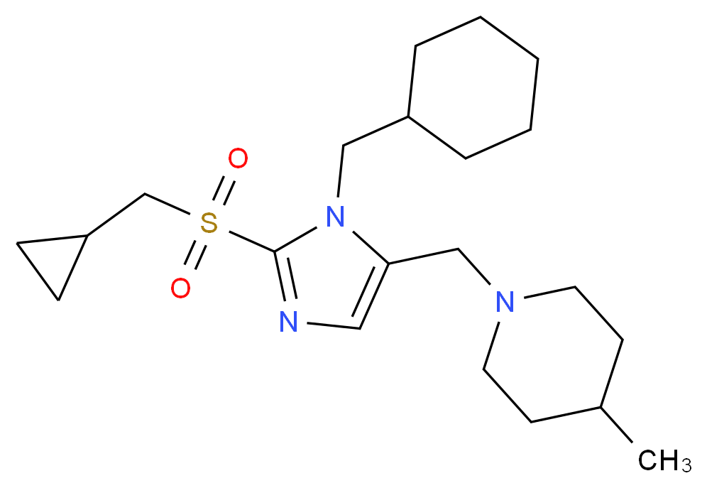 1-({1-(cyclohexylmethyl)-2-[(cyclopropylmethyl)sulfonyl]-1H-imidazol-5-yl}methyl)-4-methylpiperidine_分子结构_CAS_)