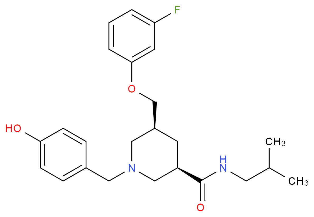 (3R,5S)-5-[(3-fluorophenoxy)methyl]-1-(4-hydroxybenzyl)-N-isobutyl-3-piperidinecarboxamide_分子结构_CAS_)