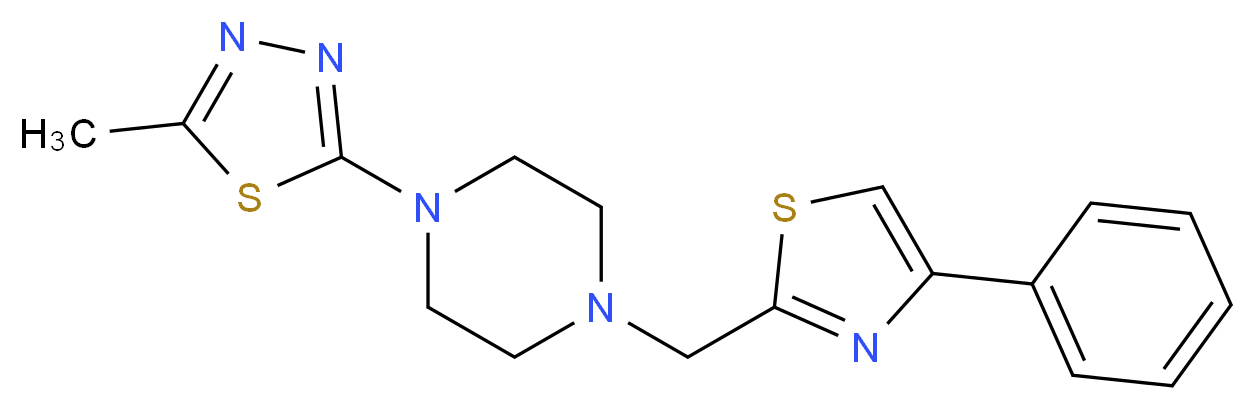 1-(5-methyl-1,3,4-thiadiazol-2-yl)-4-[(4-phenyl-1,3-thiazol-2-yl)methyl]piperazine_分子结构_CAS_)