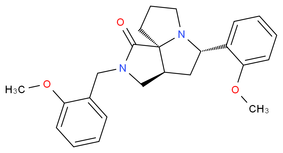 (3aS*,5S*,9aS*)-2-(2-methoxybenzyl)-5-(2-methoxyphenyl)hexahydro-7H-pyrrolo[3,4-g]pyrrolizin-1(2H)-one_分子结构_CAS_)