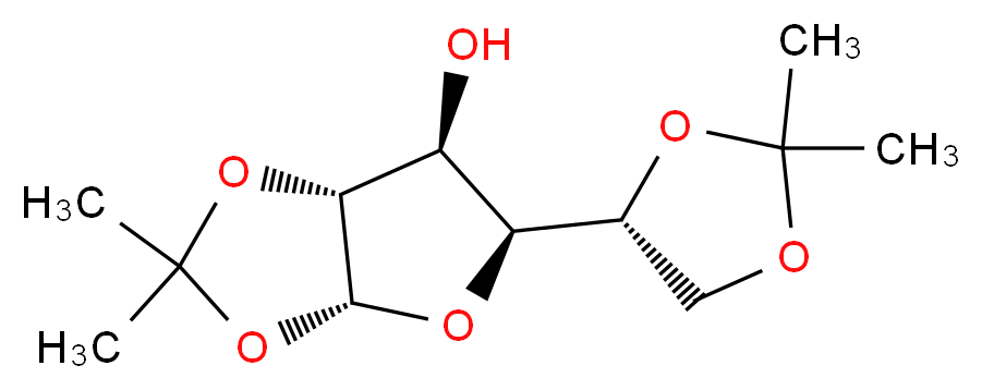 (3aR,5S,6S,6aR)-5-[(4R)-2,2-dimethyl-1,3-dioxolan-4-yl]-2,2-dimethyl-tetrahydro-2H-furo[2,3-d][1,3]dioxol-6-ol_分子结构_CAS_582-52-5