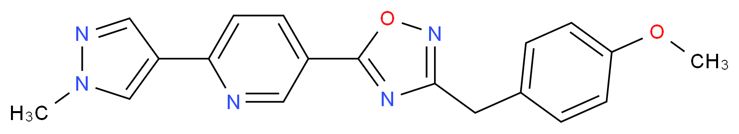 5-[3-(4-methoxybenzyl)-1,2,4-oxadiazol-5-yl]-2-(1-methyl-1H-pyrazol-4-yl)pyridine_分子结构_CAS_)