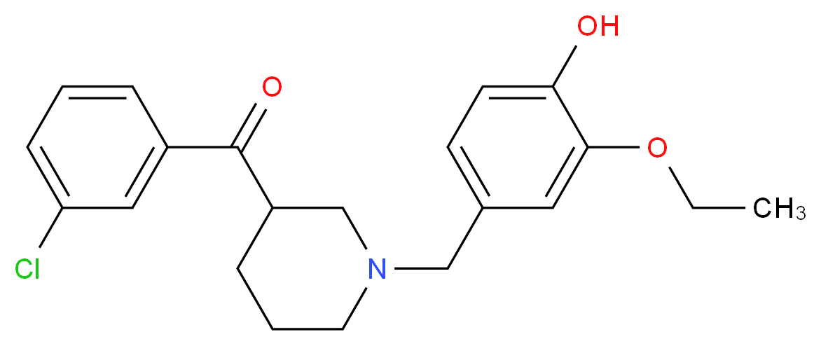 (3-chlorophenyl)[1-(3-ethoxy-4-hydroxybenzyl)-3-piperidinyl]methanone_分子结构_CAS_)