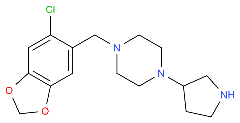 1-[(6-chloro-1,3-benzodioxol-5-yl)methyl]-4-pyrrolidin-3-ylpiperazine_分子结构_CAS_)