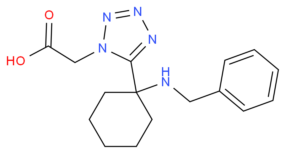 2-{5-[1-(benzylamino)cyclohexyl]-1H-1,2,3,4-tetrazol-1-yl}acetic acid_分子结构_CAS_915920-47-7