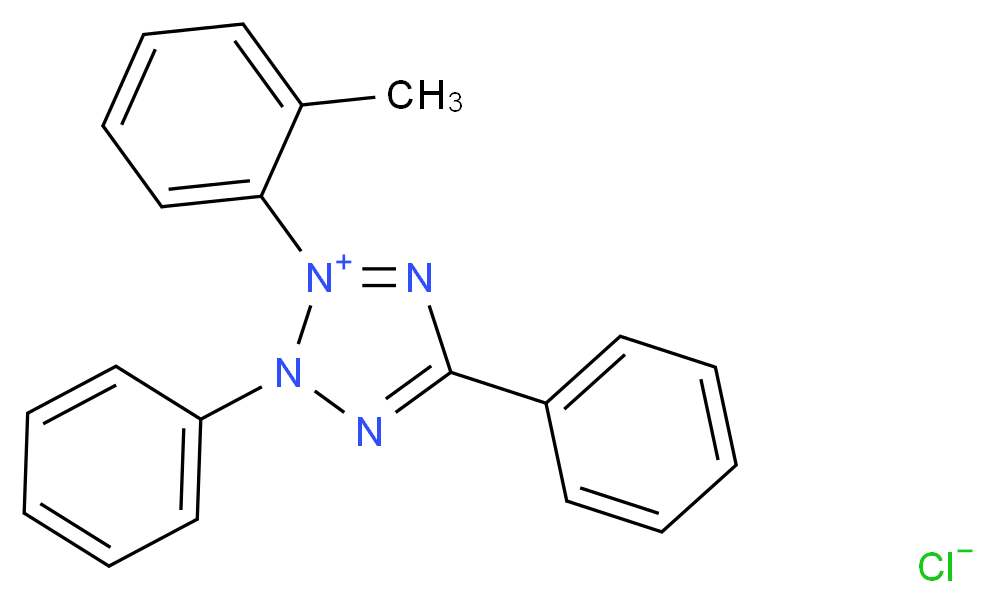 2-(2-methylphenyl)-3,5-diphenyl-3H-1,2$l^{5},3,4-tetrazol-2-ylium chloride_分子结构_CAS_33926-00-0