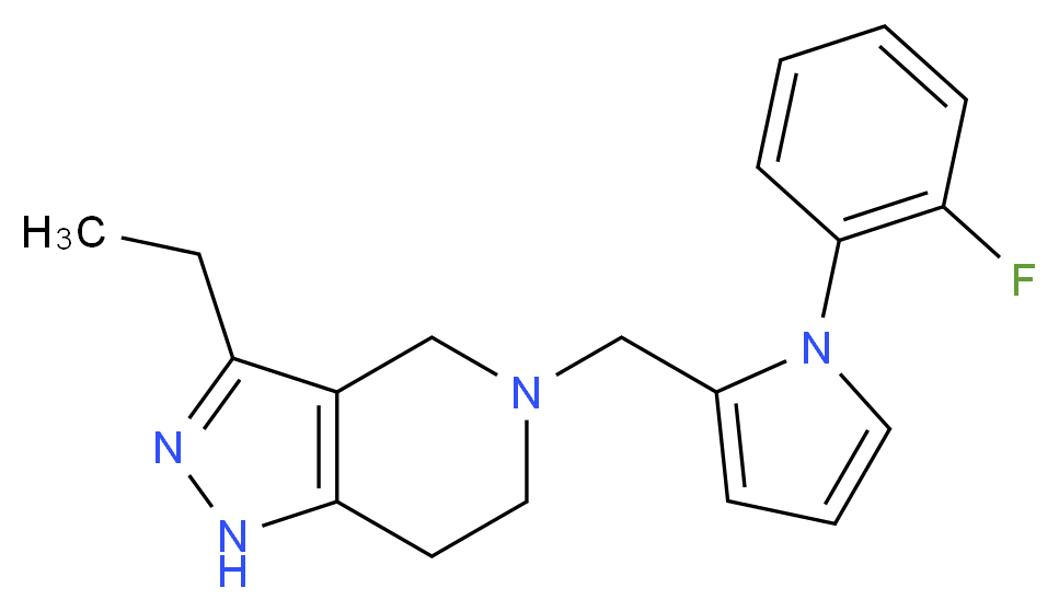 3-ethyl-5-{[1-(2-fluorophenyl)-1H-pyrrol-2-yl]methyl}-4,5,6,7-tetrahydro-1H-pyrazolo[4,3-c]pyridine_分子结构_CAS_)