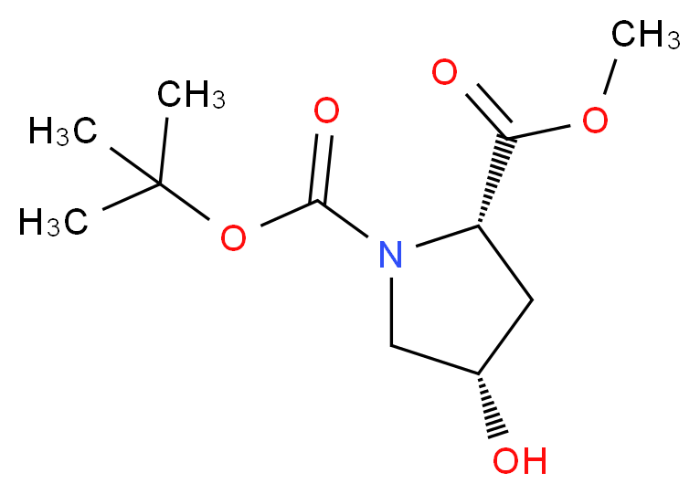 1-tert-butyl 2-methyl (2S,4S)-4-hydroxypyrrolidine-1,2-dicarboxylate_分子结构_CAS_102195-79-9