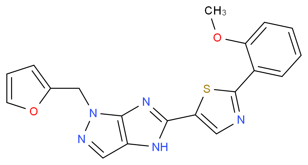 1-(2-furylmethyl)-5-[2-(2-methoxyphenyl)-1,3-thiazol-5-yl]-1,4-dihydroimidazo[4,5-c]pyrazole_分子结构_CAS_)