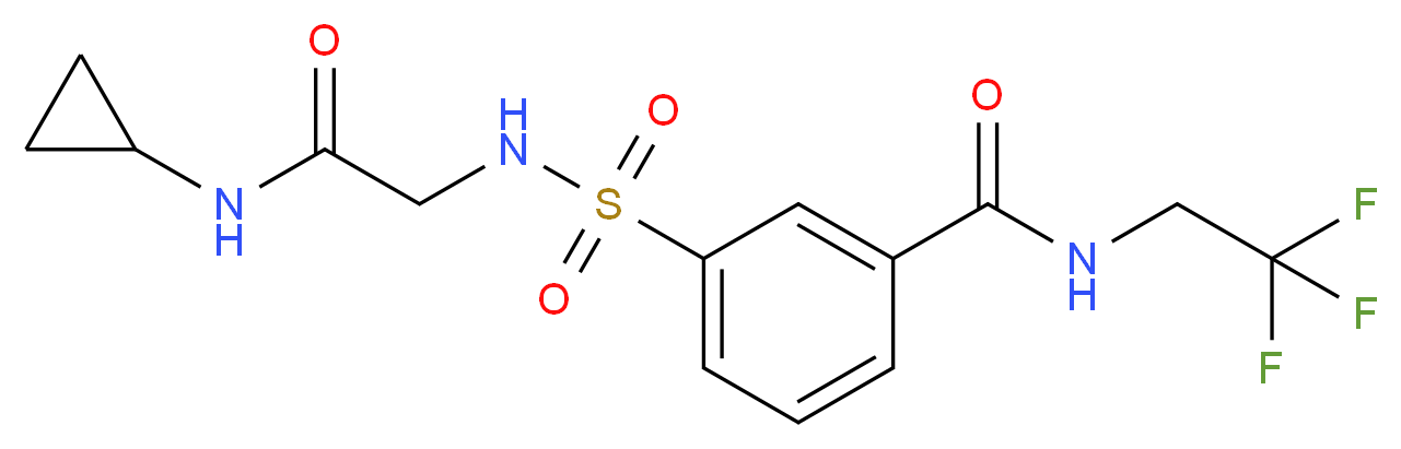 3-({[2-(cyclopropylamino)-2-oxoethyl]amino}sulfonyl)-N-(2,2,2-trifluoroethyl)benzamide (non-preferred name)_分子结构_CAS_)