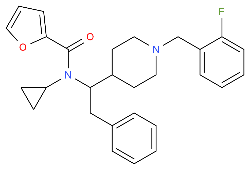 N-cyclopropyl-N-{1-[1-(2-fluorobenzyl)-4-piperidinyl]-2-phenylethyl}-2-furamide_分子结构_CAS_)