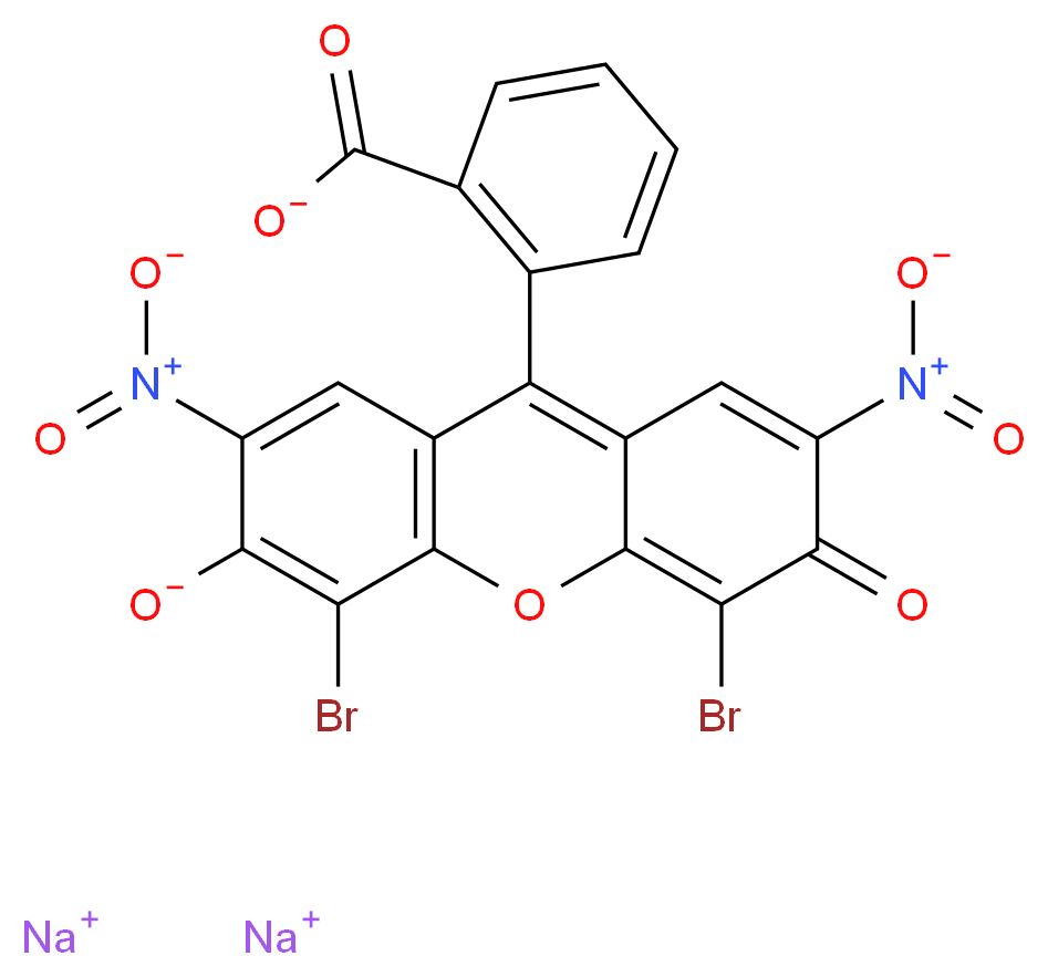 disodium 2-(4,5-dibromo-2,7-dinitro-6-oxido-3-oxo-3H-xanthen-9-yl)benzoate_分子结构_CAS_548-24-3