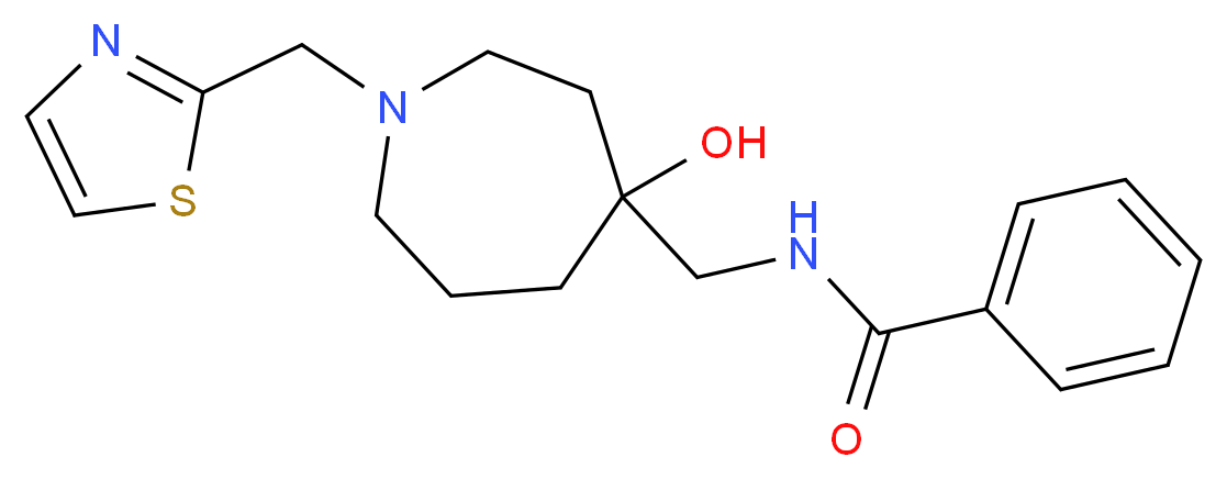 N-{[4-hydroxy-1-(1,3-thiazol-2-ylmethyl)-4-azepanyl]methyl}benzamide_分子结构_CAS_)