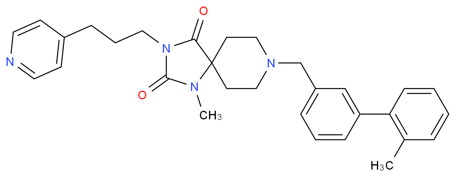 1-methyl-8-[(2'-methyl-3-biphenylyl)methyl]-3-[3-(4-pyridinyl)propyl]-1,3,8-triazaspiro[4.5]decane-2,4-dione_分子结构_CAS_)