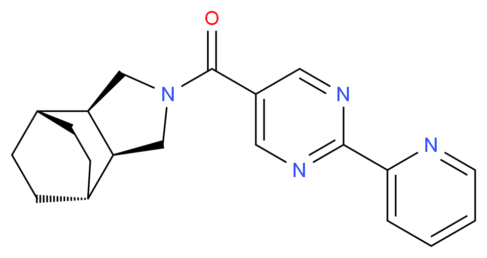 (1R*,2R*,6S*,7S*)-4-{[2-(2-pyridinyl)-5-pyrimidinyl]carbonyl}-4-azatricyclo[5.2.2.0~2,6~]undecane_分子结构_CAS_)