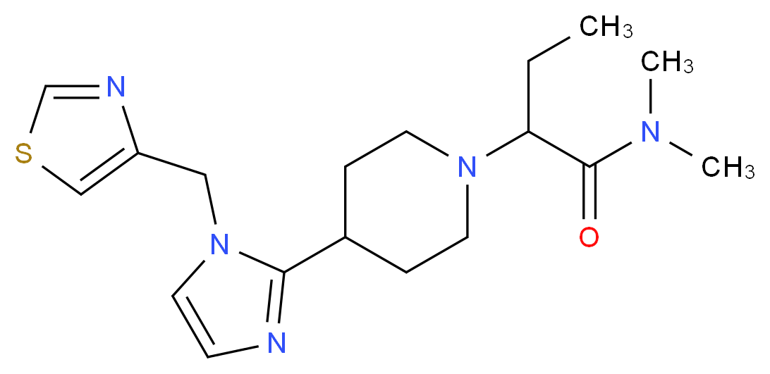 N,N-dimethyl-2-{4-[1-(1,3-thiazol-4-ylmethyl)-1H-imidazol-2-yl]-1-piperidinyl}butanamide_分子结构_CAS_)