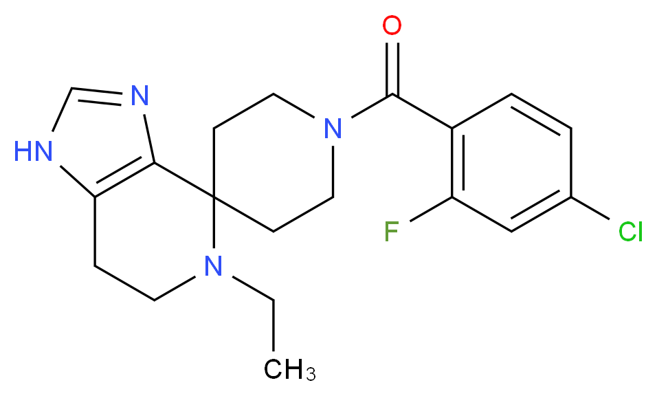 1'-(4-chloro-2-fluorobenzoyl)-5-ethyl-1,5,6,7-tetrahydrospiro[imidazo[4,5-c]pyridine-4,4'-piperidine]_分子结构_CAS_)
