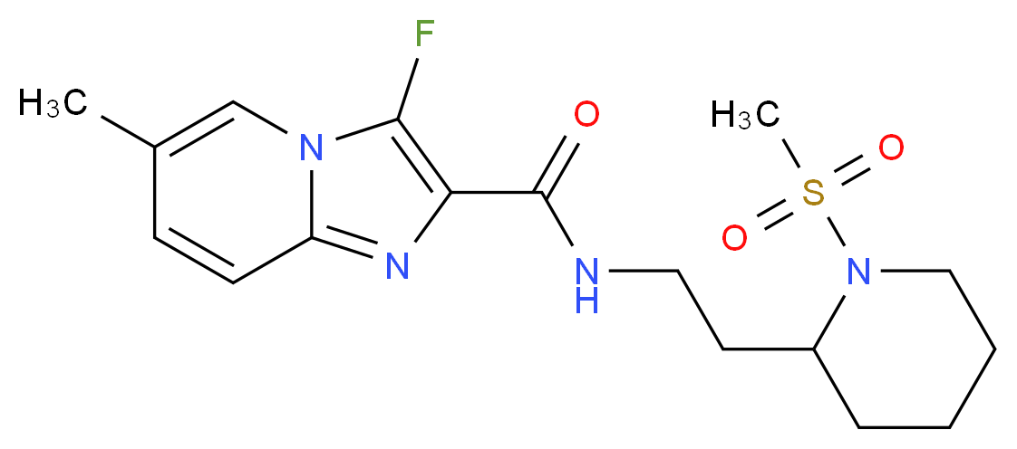 3-fluoro-6-methyl-N-{2-[1-(methylsulfonyl)piperidin-2-yl]ethyl}imidazo[1,2-a]pyridine-2-carboxamide_分子结构_CAS_)