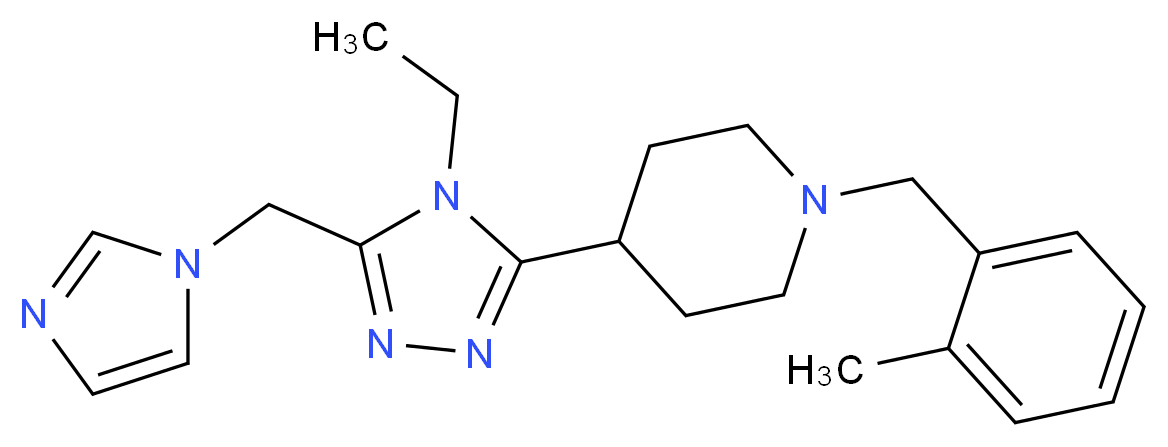 4-[4-ethyl-5-(1H-imidazol-1-ylmethyl)-4H-1,2,4-triazol-3-yl]-1-(2-methylbenzyl)piperidine_分子结构_CAS_)