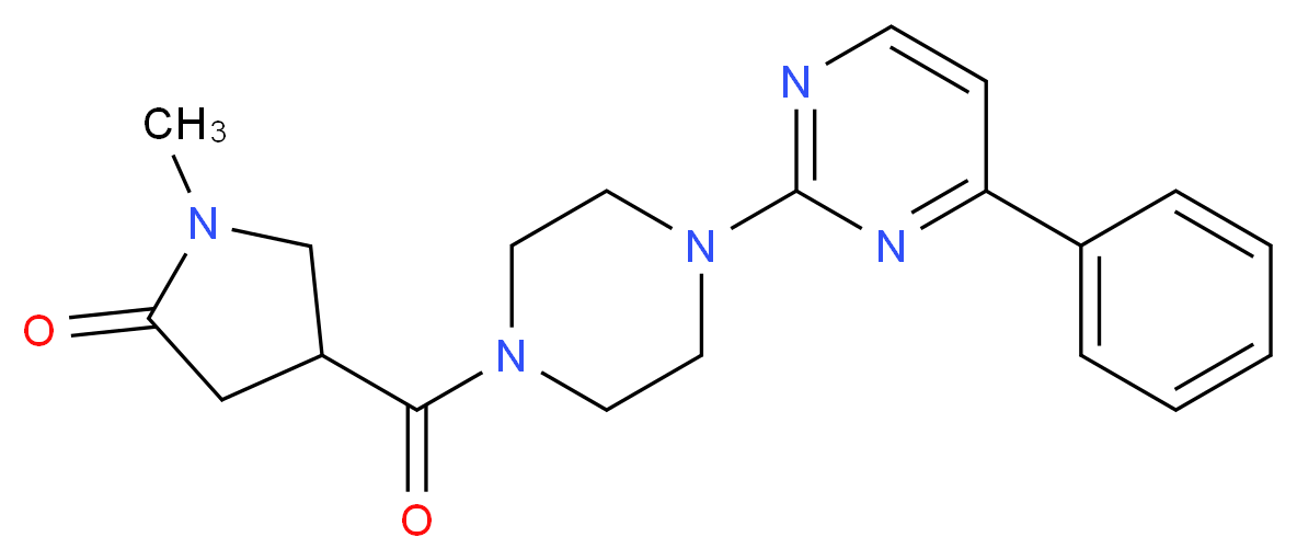 1-methyl-4-{[4-(4-phenylpyrimidin-2-yl)piperazin-1-yl]carbonyl}pyrrolidin-2-one_分子结构_CAS_)