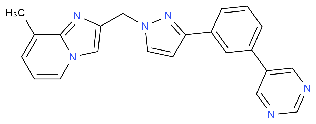 8-methyl-2-({3-[3-(5-pyrimidinyl)phenyl]-1H-pyrazol-1-yl}methyl)imidazo[1,2-a]pyridine_分子结构_CAS_)