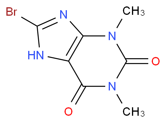 8-bromo-1,3-dimethyl-2,3,6,9-tetrahydro-1H-purine-2,6-dione_分子结构_CAS_10381-75-6