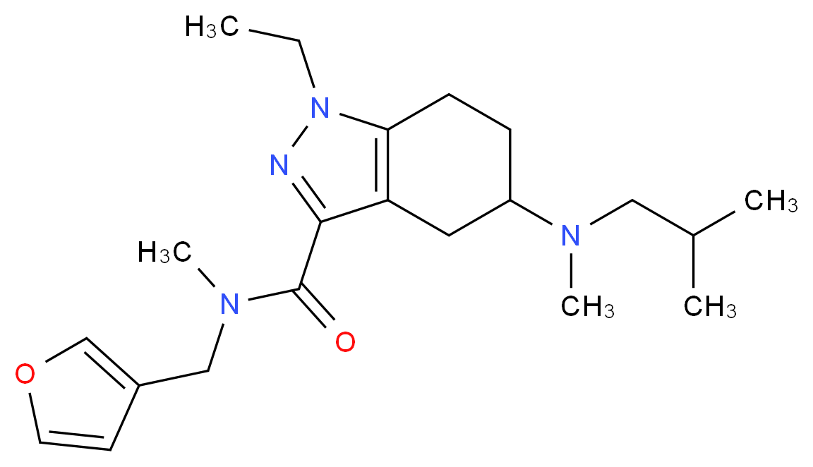 1-ethyl-N-(3-furylmethyl)-5-[isobutyl(methyl)amino]-N-methyl-4,5,6,7-tetrahydro-1H-indazole-3-carboxamide_分子结构_CAS_)