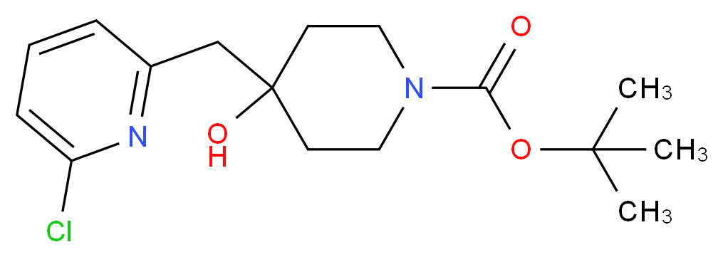 tert-butyl 4-[(6-chloropyridin-2-yl)methyl]-4-hydroxypiperidine-1-carboxylate_分子结构_CAS_1184932-41-9