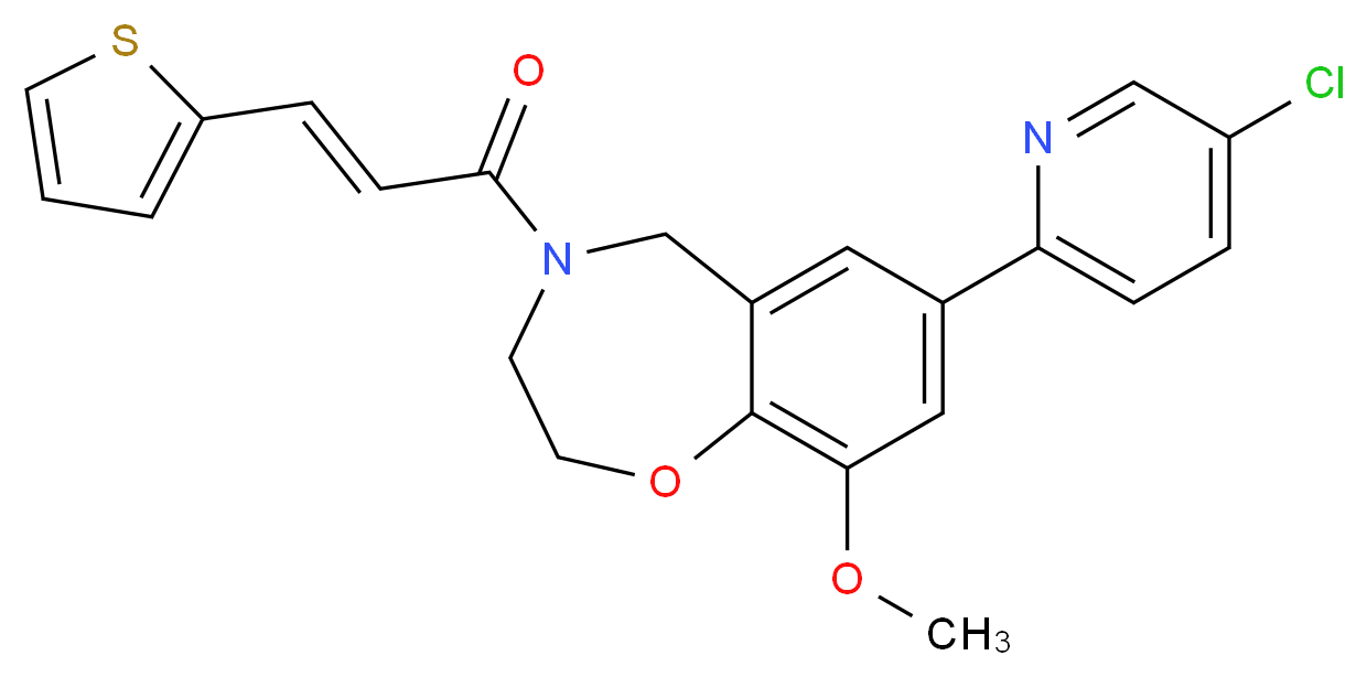 7-(5-chloro-2-pyridinyl)-9-methoxy-4-[(2E)-3-(2-thienyl)-2-propenoyl]-2,3,4,5-tetrahydro-1,4-benzoxazepine_分子结构_CAS_)