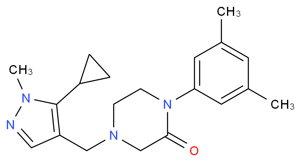 4-[(5-cyclopropyl-1-methyl-1H-pyrazol-4-yl)methyl]-1-(3,5-dimethylphenyl)-2-piperazinone_分子结构_CAS_)