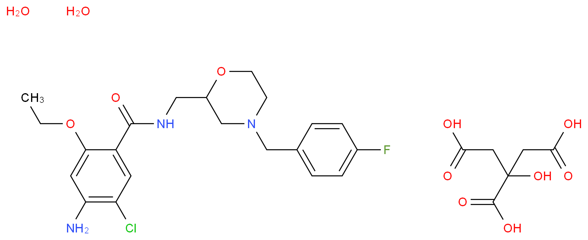 Mosapride 柠檬酸盐_分子结构_CAS_636582-62-2)