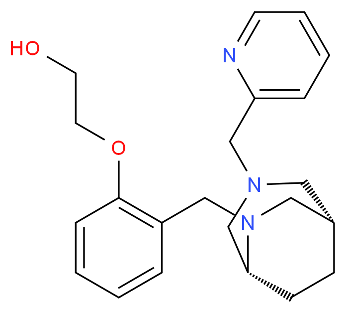 2-(2-{[(1S*,5R*)-3-(pyridin-2-ylmethyl)-3,6-diazabicyclo[3.2.2]non-6-yl]methyl}phenoxy)ethanol_分子结构_CAS_)