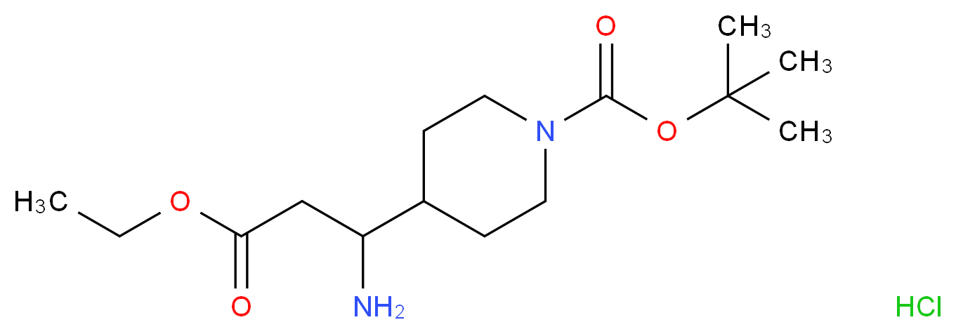 tert-Butyl 4-(1-amino-3-ethoxy-3-oxopropyl)piperidine-1-carboxylate hydrochloride_分子结构_CAS_1159824-10-8)