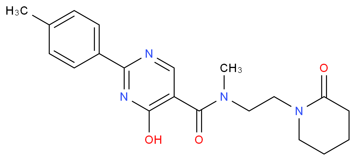 4-hydroxy-N-methyl-2-(4-methylphenyl)-N-[2-(2-oxopiperidin-1-yl)ethyl]pyrimidine-5-carboxamide_分子结构_CAS_)