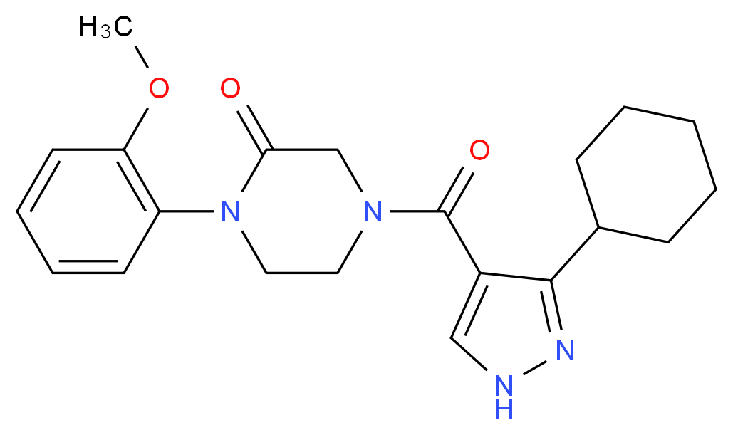 4-[(3-cyclohexyl-1H-pyrazol-4-yl)carbonyl]-1-(2-methoxyphenyl)-2-piperazinone_分子结构_CAS_)