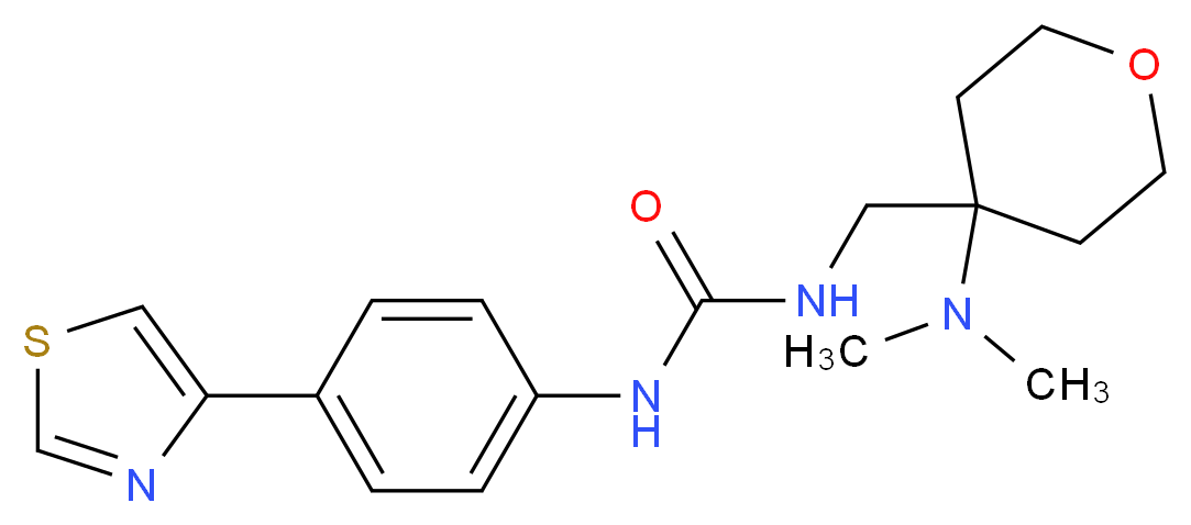 N-{[4-(dimethylamino)tetrahydro-2H-pyran-4-yl]methyl}-N'-[4-(1,3-thiazol-4-yl)phenyl]urea_分子结构_CAS_)