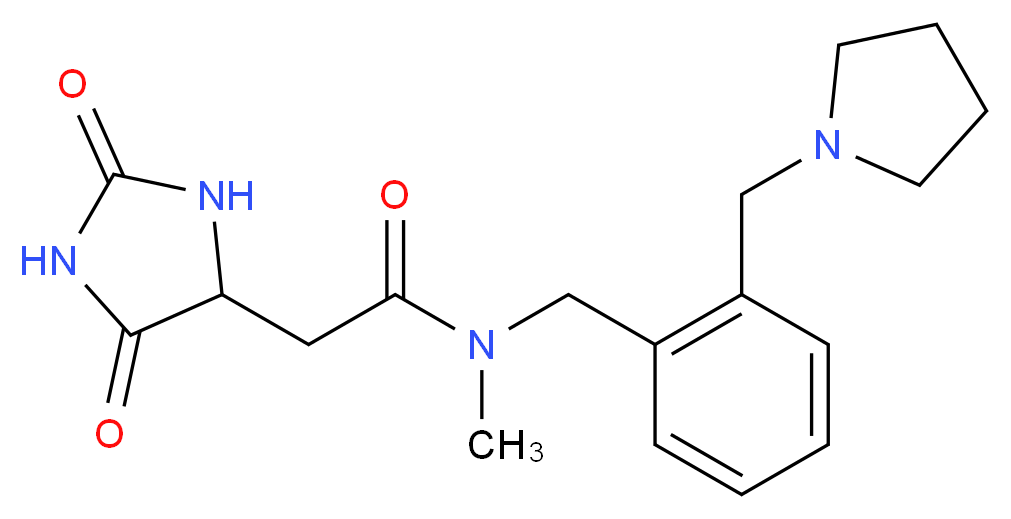 2-(2,5-dioxoimidazolidin-4-yl)-N-methyl-N-[2-(pyrrolidin-1-ylmethyl)benzyl]acetamide_分子结构_CAS_)