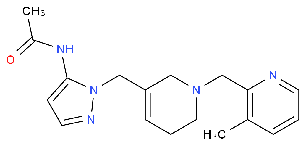 N-[1-({1-[(3-methylpyridin-2-yl)methyl]-1,2,5,6-tetrahydropyridin-3-yl}methyl)-1H-pyrazol-5-yl]acetamide_分子结构_CAS_)