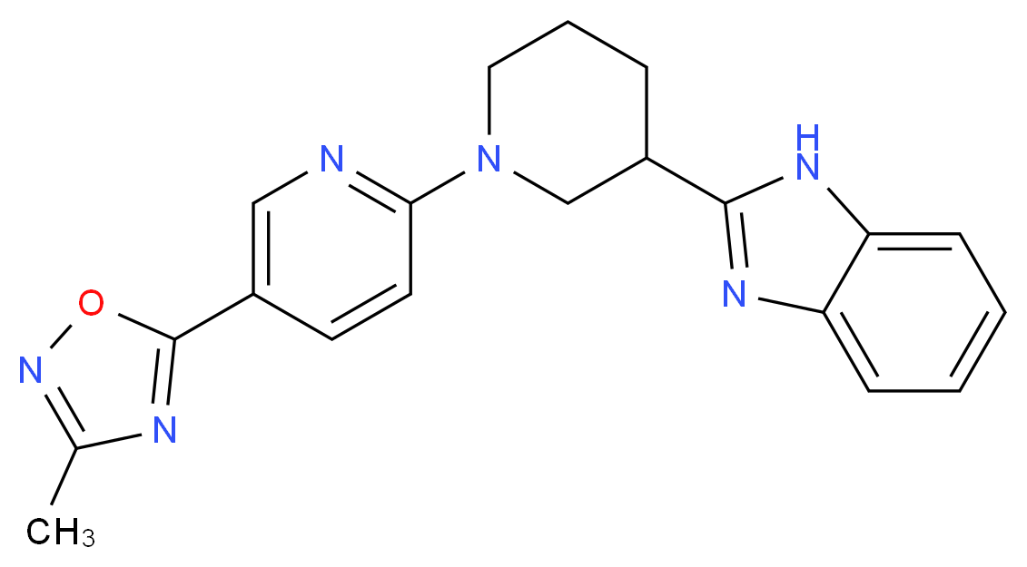 2-{1-[5-(3-methyl-1,2,4-oxadiazol-5-yl)-2-pyridinyl]-3-piperidinyl}-1H-benzimidazole_分子结构_CAS_)