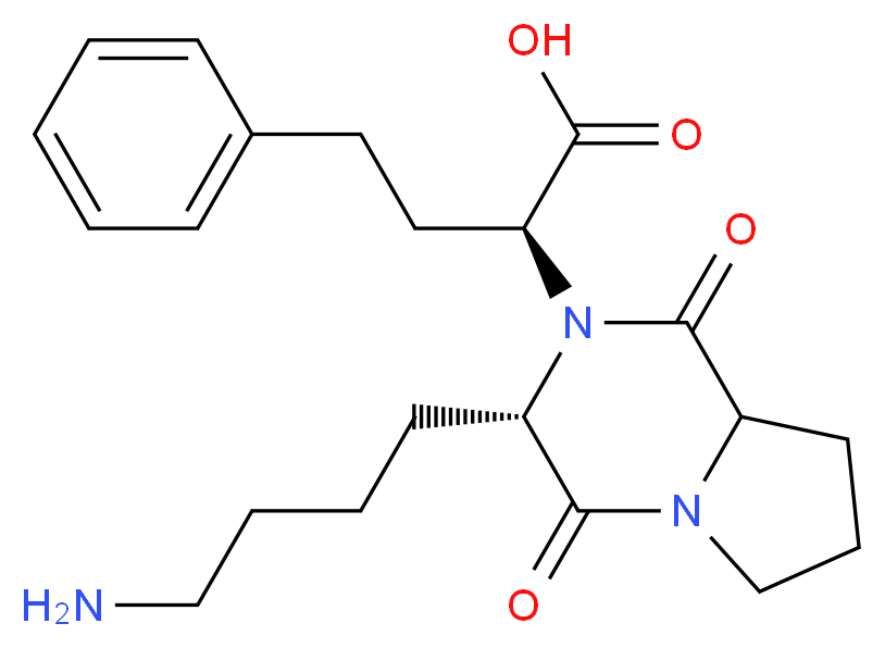 (2S)-2-[(3S)-3-(4-aminobutyl)-1,4-dioxo-octahydropyrrolo[1,2-a]piperazin-2-yl]-4-phenylbutanoic acid_分子结构_CAS_1092813-99-4