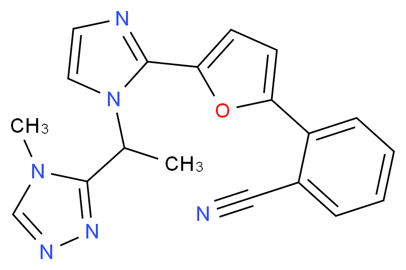 2-(5-{1-[1-(4-methyl-4H-1,2,4-triazol-3-yl)ethyl]-1H-imidazol-2-yl}-2-furyl)benzonitrile_分子结构_CAS_)