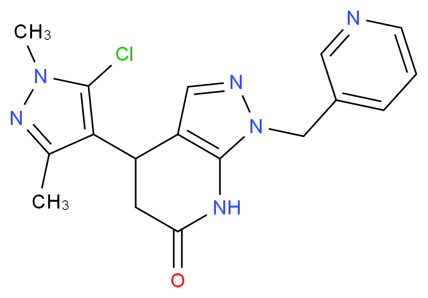 4-(5-chloro-1,3-dimethyl-1H-pyrazol-4-yl)-1-(pyridin-3-ylmethyl)-1,4,5,7-tetrahydro-6H-pyrazolo[3,4-b]pyridin-6-one_分子结构_CAS_)