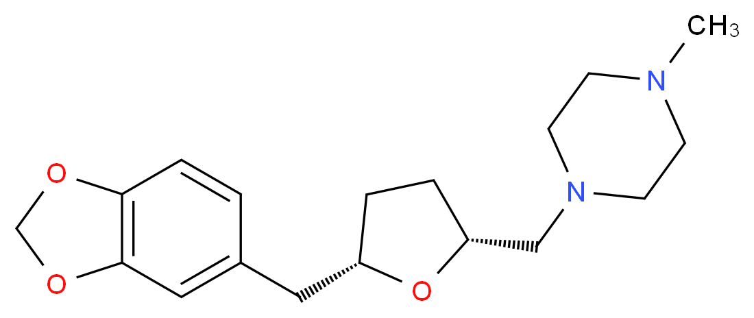 1-{[(2R*,5S*)-5-(1,3-benzodioxol-5-ylmethyl)tetrahydrofuran-2-yl]methyl}-4-methylpiperazine_分子结构_CAS_)